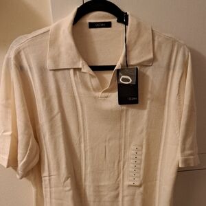 CEZANI Cream Polo Shirt for Men Size: Medium